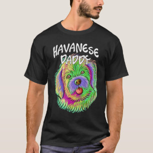 Camiseta Retrato pop colorido Perro Havanés Papá Faute