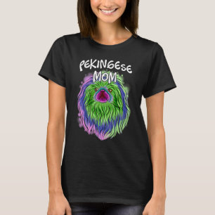 Camiseta Retrato pop colorido Perro Pekingese Mamá de madre
