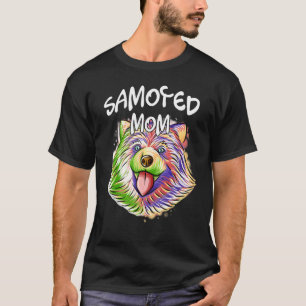 Camiseta Retrato pop colorido Samoyed Perro Día de la Madre
