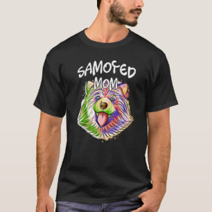 Camiseta Retrato pop colorido Samoyed Perro Día de la Madre