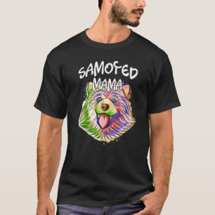 Camiseta Retrato pop colorido Samoyoyong Dog Mom Mama