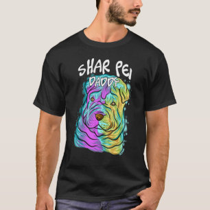Camiseta Retrato pop colorido Shar Pei Perro papá papá papá