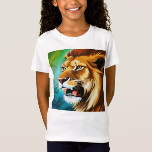 Camiseta Retrato posado en el lado del león, de color rojo-