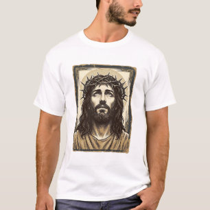 Camiseta Retrato religioso vintage de corona de espinas