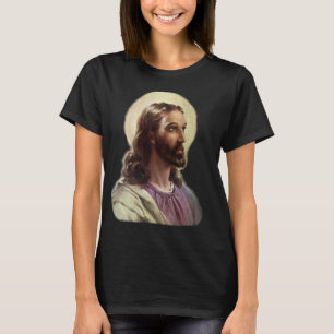 Camiseta Retrato religioso vintage de Jesucristo con halo