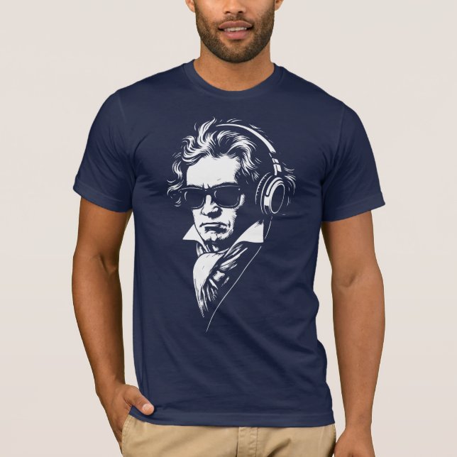 Camiseta Retrato retro de DJ Beethoven (Anverso)