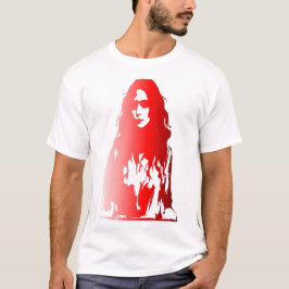 Camiseta Retrato rojo de una mujer de cabello largo