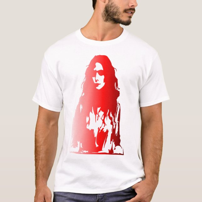 Camiseta Retrato rojo de una mujer de cabello largo (Anverso)