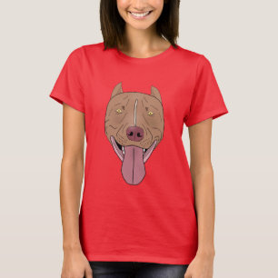 Camiseta Retrato sonriente del pitbull - línea arte