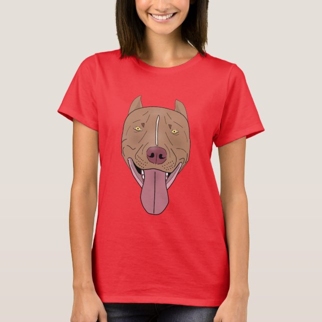 Camiseta Retrato sonriente del pitbull - línea arte (Anverso)
