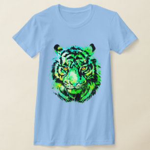 Camiseta Retrato verde del tigre - Grandes gatos de vida sa