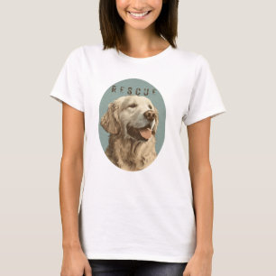 Camiseta Retrato vintage de perro rescatado de raza Golden