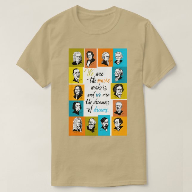 Camiseta Retratos de grandes compositores (Diseño del anverso)