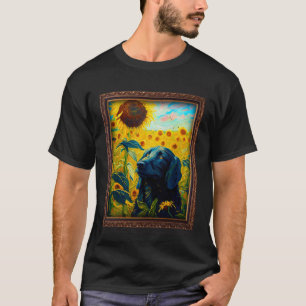Camiseta Retriever de capa plana pintando flor de girasol M