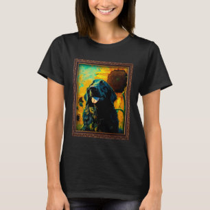Camiseta Retriever de capa plana pintando flor de girasol M