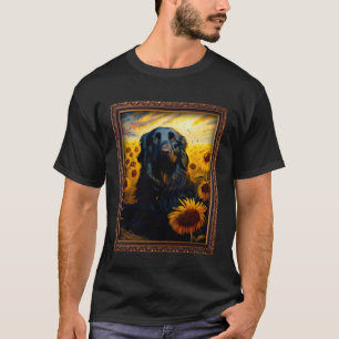 Camiseta Retriever de capa plana pintando flor de girasol M