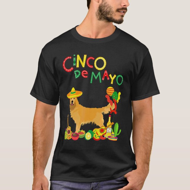 Camiseta Retriever Dorado Cinco De Mayo (Anverso)