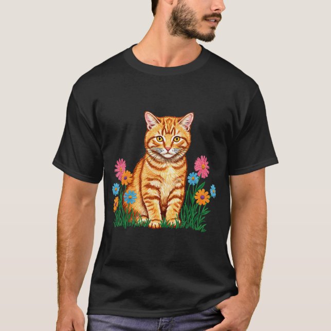 Camiseta Retriever Dorado con Flores Silvestres (Anverso)