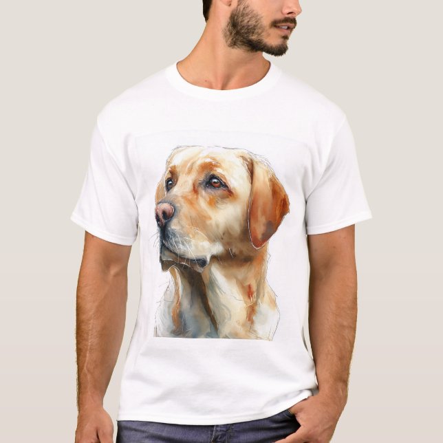 Camiseta retriever labrador amarillo acuarela (Anverso)