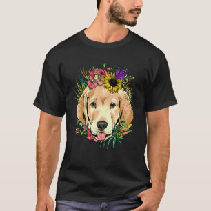 Camiseta Retriever Labrador Floral Planta Botánica Flor D