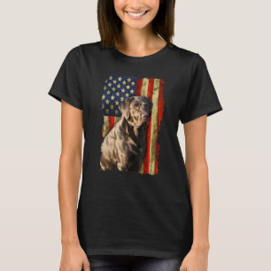 Camiseta Retriever Labrador Negro Bandera De Estados Unidos