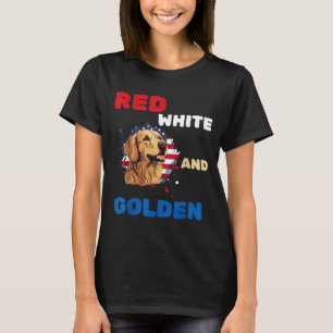 Camiseta Retriever Patriótico Estadounidense Rojo Blanco y