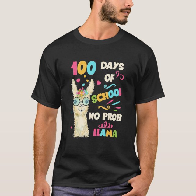 Camiseta Retro 100th Day Of School No Prob Lama 100 Days Sm (Anverso)