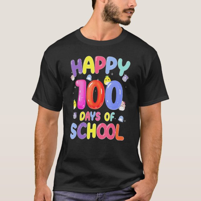 Camiseta Retro 100th Day Of School Teachers Kids Child Happ (Anverso)