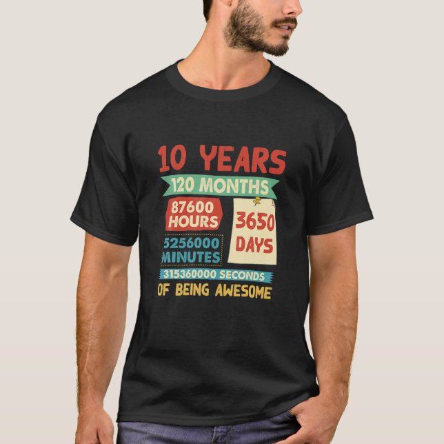 Camiseta Retro 10 Años De Edad Que Es Maravilloso Día (Anverso)