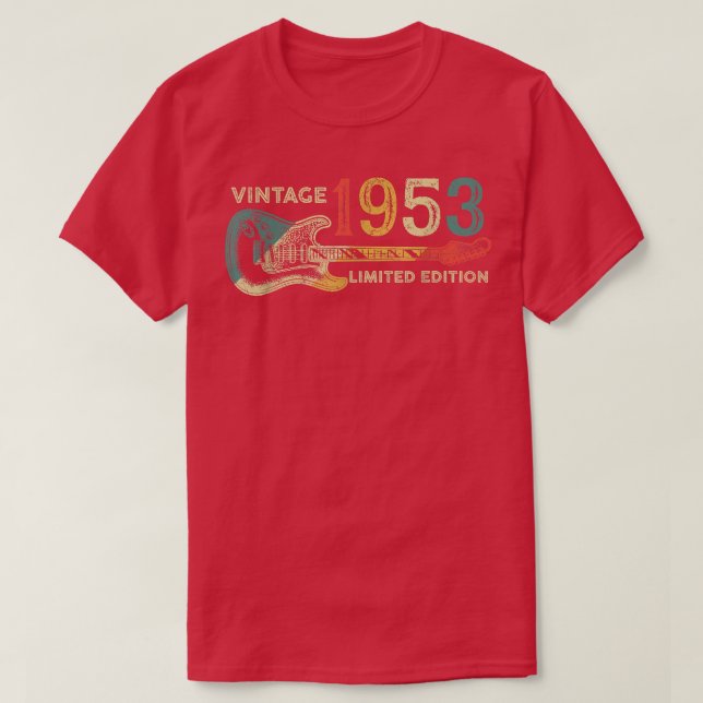 Camiseta Retro 1953 birthday gift for men Guitar Player 69t (Diseño del anverso)