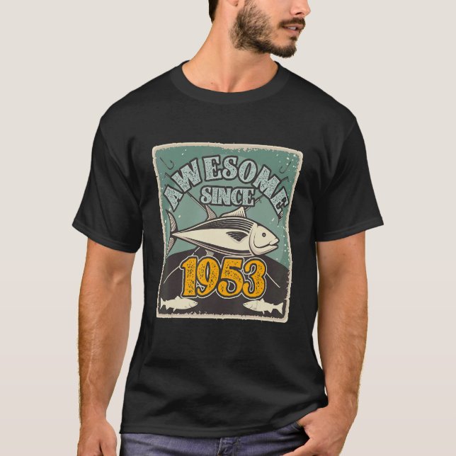Camiseta Retro 1953 Pesca de 69 años 69 Vino de cumpleaños (Anverso)