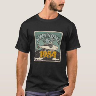 Camiseta Retro 1954 Pescador De 68 Años Más De 69 Años