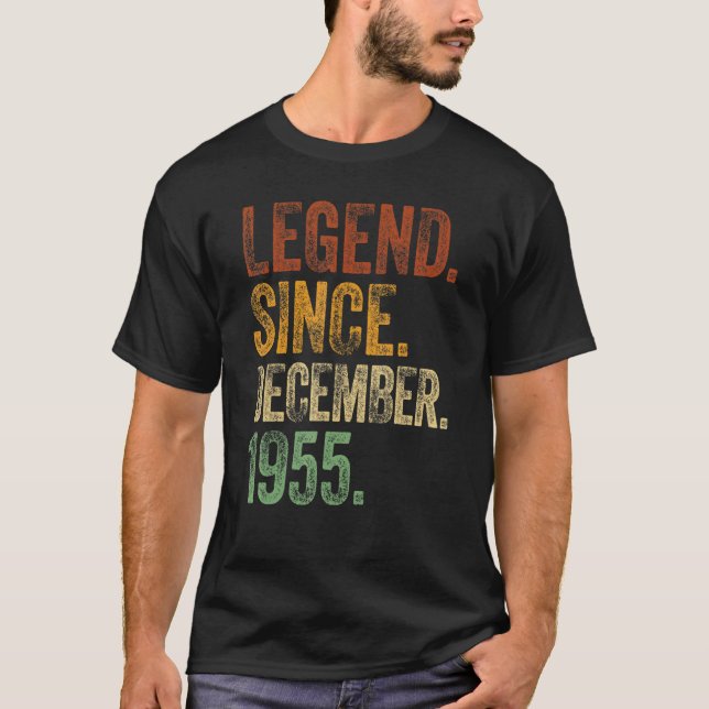 Camiseta Retro 1955 Cumpleaños Diciembre Leyenda Nacida Des (Anverso)