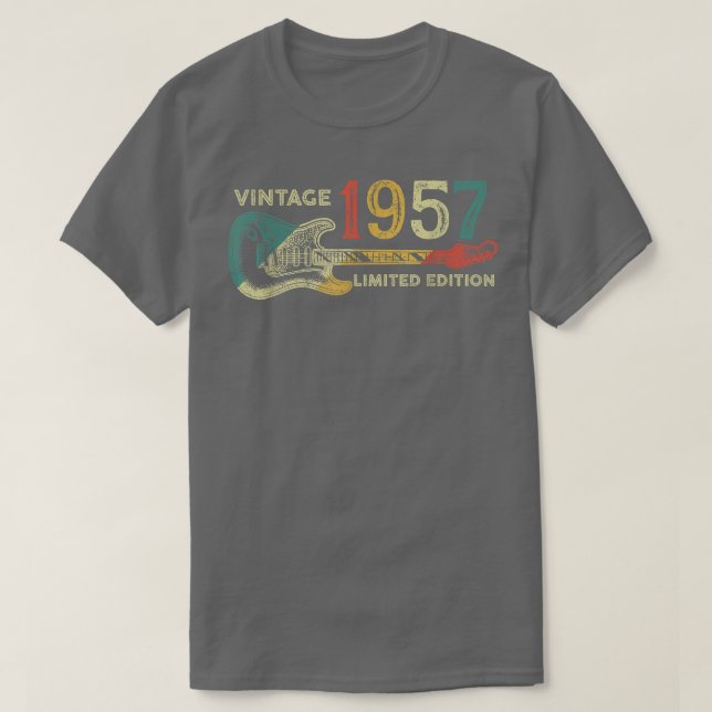 Camiseta Retro 1957 birthday gift for men Guitar Player 65t (Diseño del anverso)