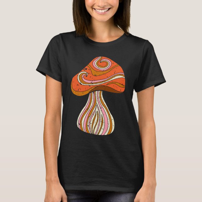 Camiseta Retro 1960s Hippy Style Distressed Mushroom Graphi (Anverso)