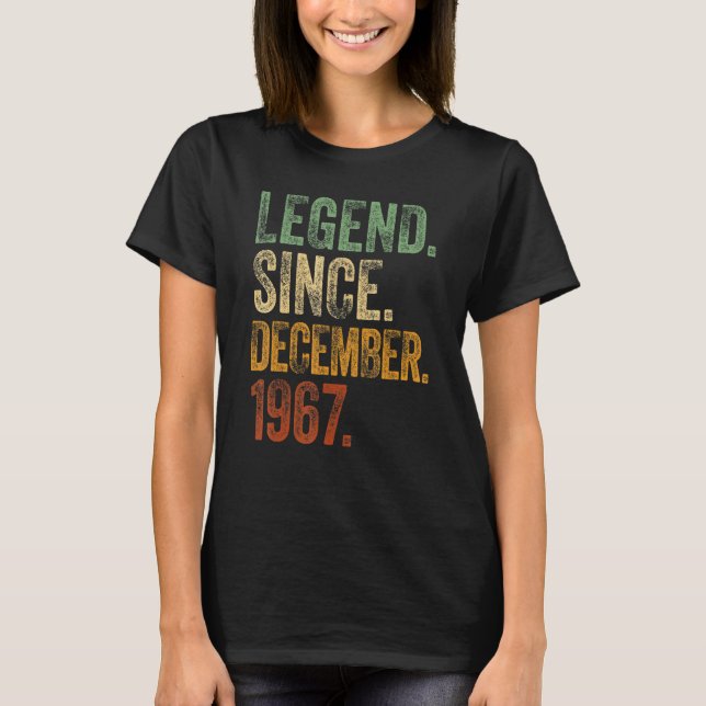 Camiseta Retro 1967 Cumpleaños Diciembre Leyenda Nacida des (Anverso)