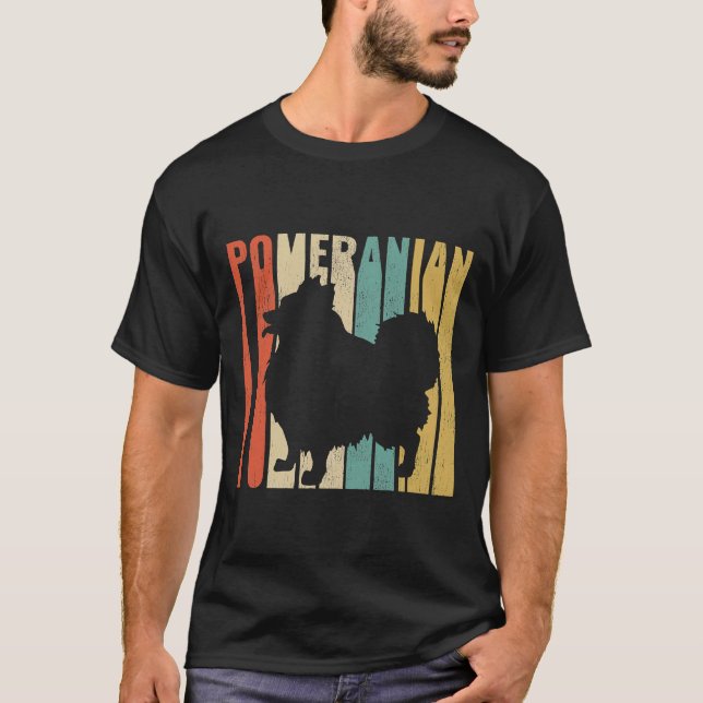 Camiseta Retro 1970 S Silhouette de Perro Pomerania Crackea (Anverso)