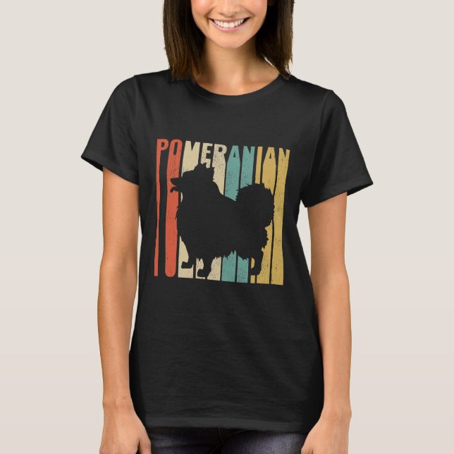 Camiseta Retro 1970 S Silhouette de Perro Pomerania Crackea (Anverso)