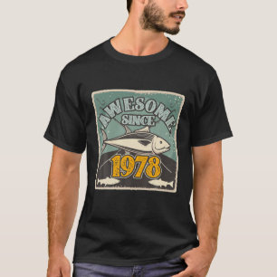 Camiseta Retro 1978 Pescador De 44 Años Más De 44 Años