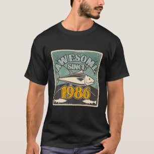 Camiseta Retro 1986 Pescador De 36 Años Más De 39 Años