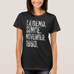 Camiseta Retro 1990 Nacimiento Noviembre Leyenda desde 1990