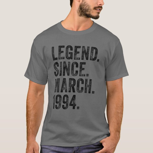 Camiseta Retro 1994 Birthday March Born Legend Since 1994 (Anverso)