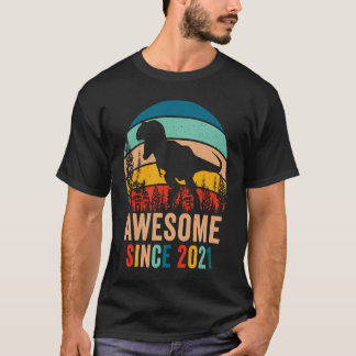 Camiseta Retro 2º cumpleaños Dinosaurio T Rex Boys asombros