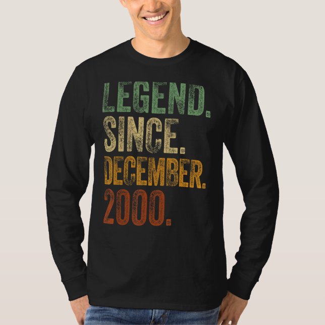 Camiseta Retro 2000 Cumpleaños Diciembre Leyenda Nacida des (Anverso)
