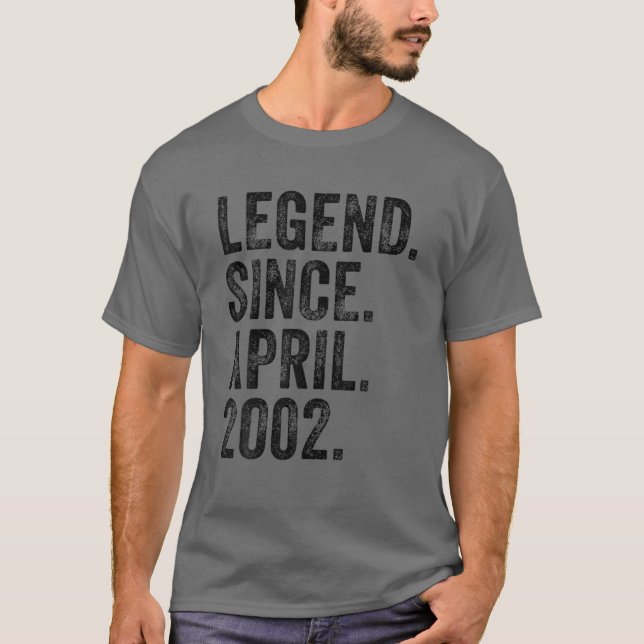 Camiseta Retro 2002 Birthday April Born Legend Since 2002 (Anverso)