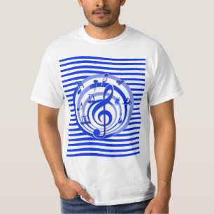 Camiseta Retro 3D Effect Blue Musical Notes