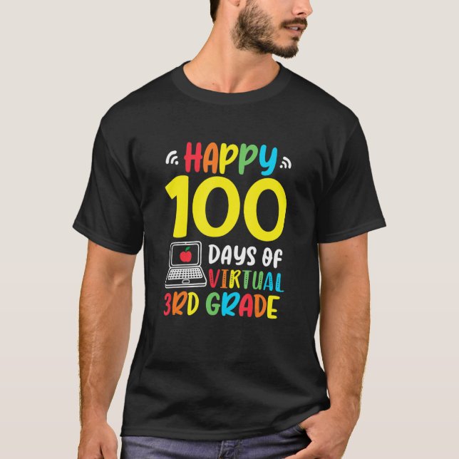 Camiseta Retro 3er Grado 100 Días De Hogar Virtual Escolar  (Anverso)