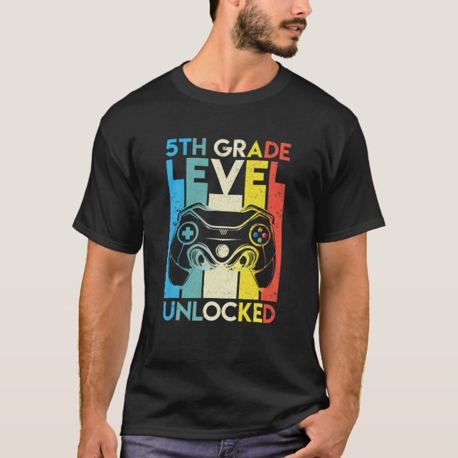 Camiseta Retro 5º Grado Juego Desbloqueado De Vuelta A La E (Anverso)