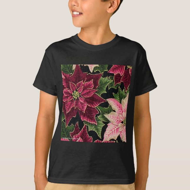 Camiseta Retro 50 Poinsettia Borgoña Rosa (Anverso)