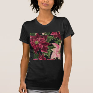 Camiseta Retro 50 Poinsettia Borgoña Rosa